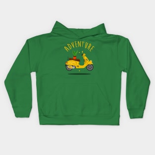 A yellow retro scooter Kids Hoodie